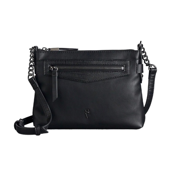 Simply Vera Wang Loren Crossbody Bag Black Faux Leather Adjustable Strap  Zipper - Picture 1 of 13